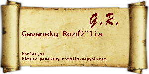 Gavansky Rozália névjegykártya